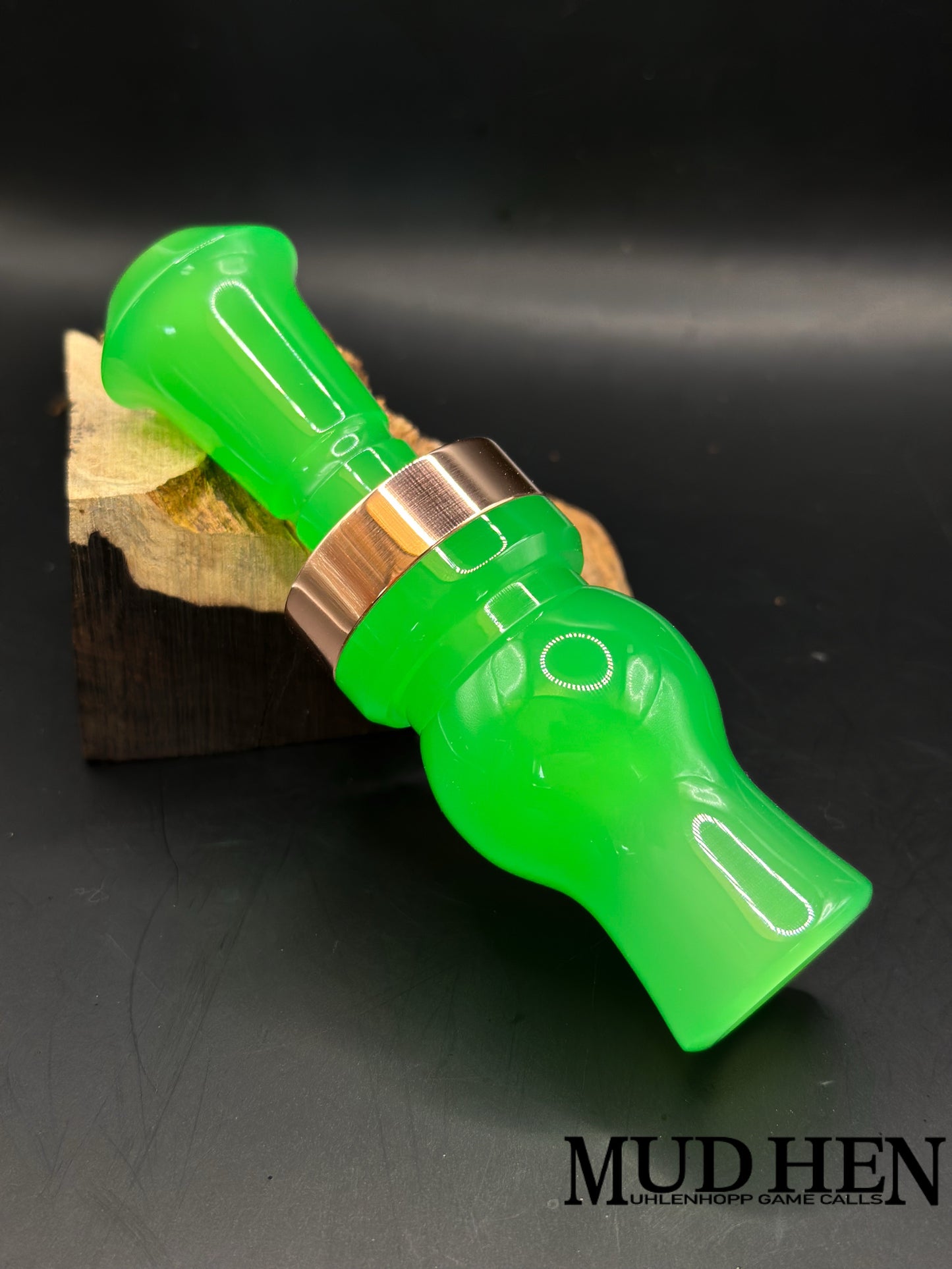 Custom Hand Turned Mud Hen Antique Jade Acrylic Copper Band