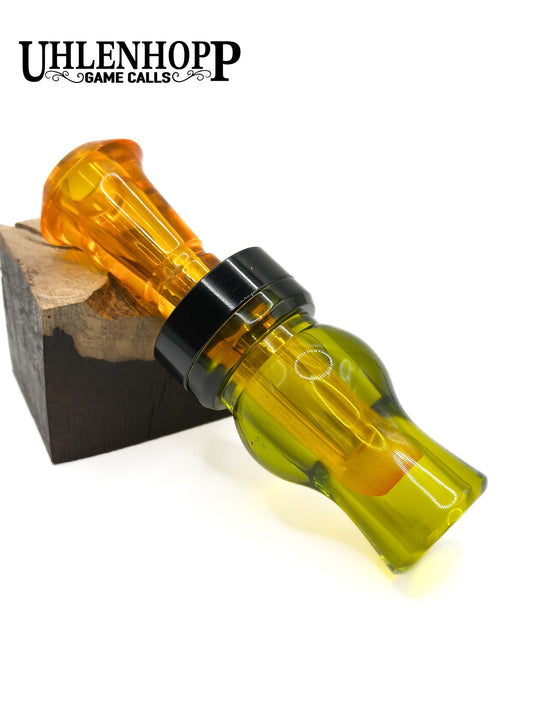 Custom D.L.S. Dirty Little Secret Transparent Olive and Amber Acrylic.